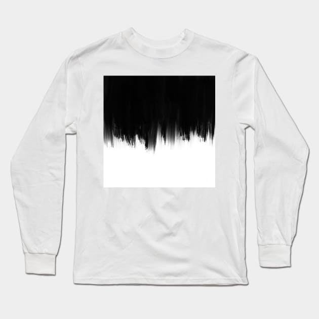 Modern Black White Brush strokes Design Long Sleeve T-Shirt by NdesignTrend